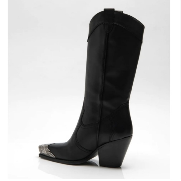 Free People Brayden Western Boots black leather.  Size 37.5 - Picture 3 of 15